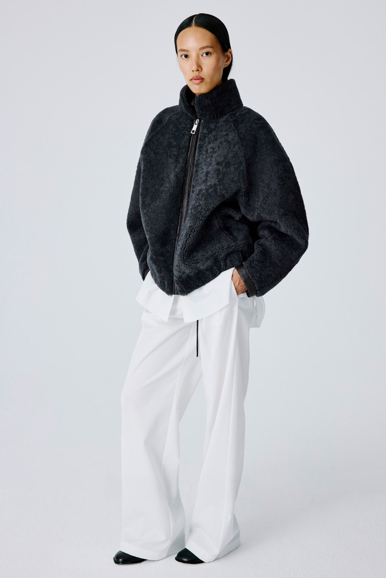 Whisper Outer Shearling Jacket - Grey