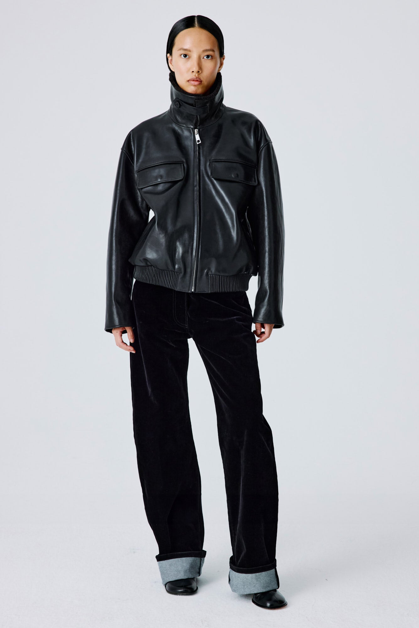 Love Pocketed Bomber Jacket - Black