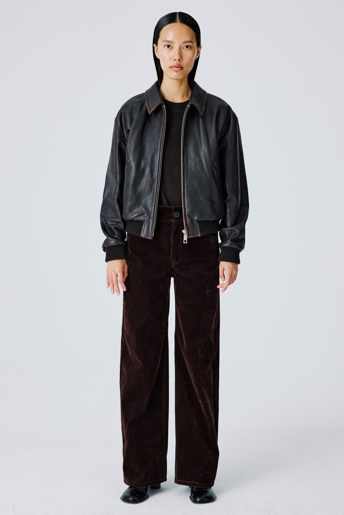 Weekday Pants Chocolate Brown Ribbed Flock
