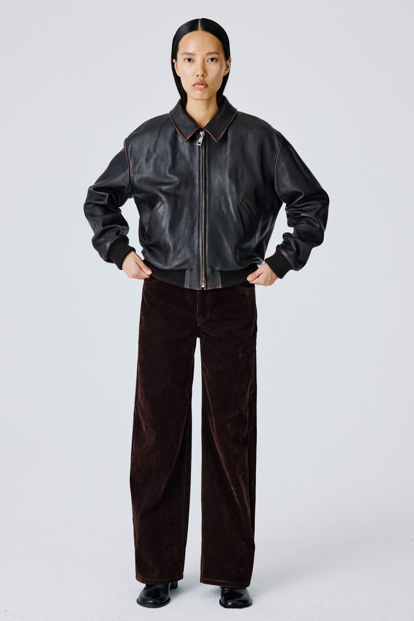 Weekday Pants Chocolate Brown Ribbed Flock