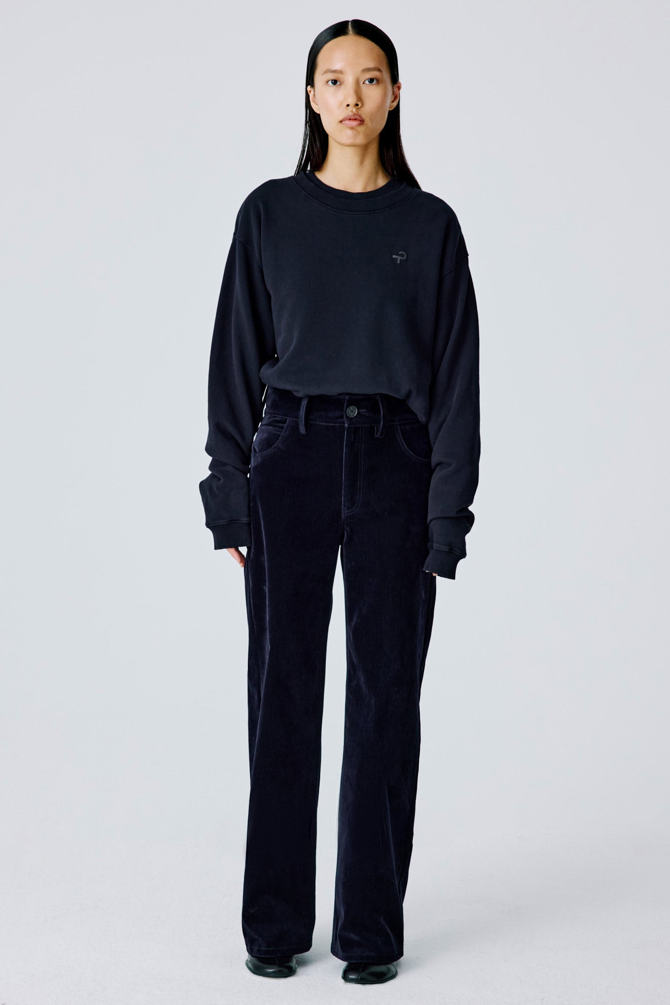 Weekday Pants Navy Cotton Flock