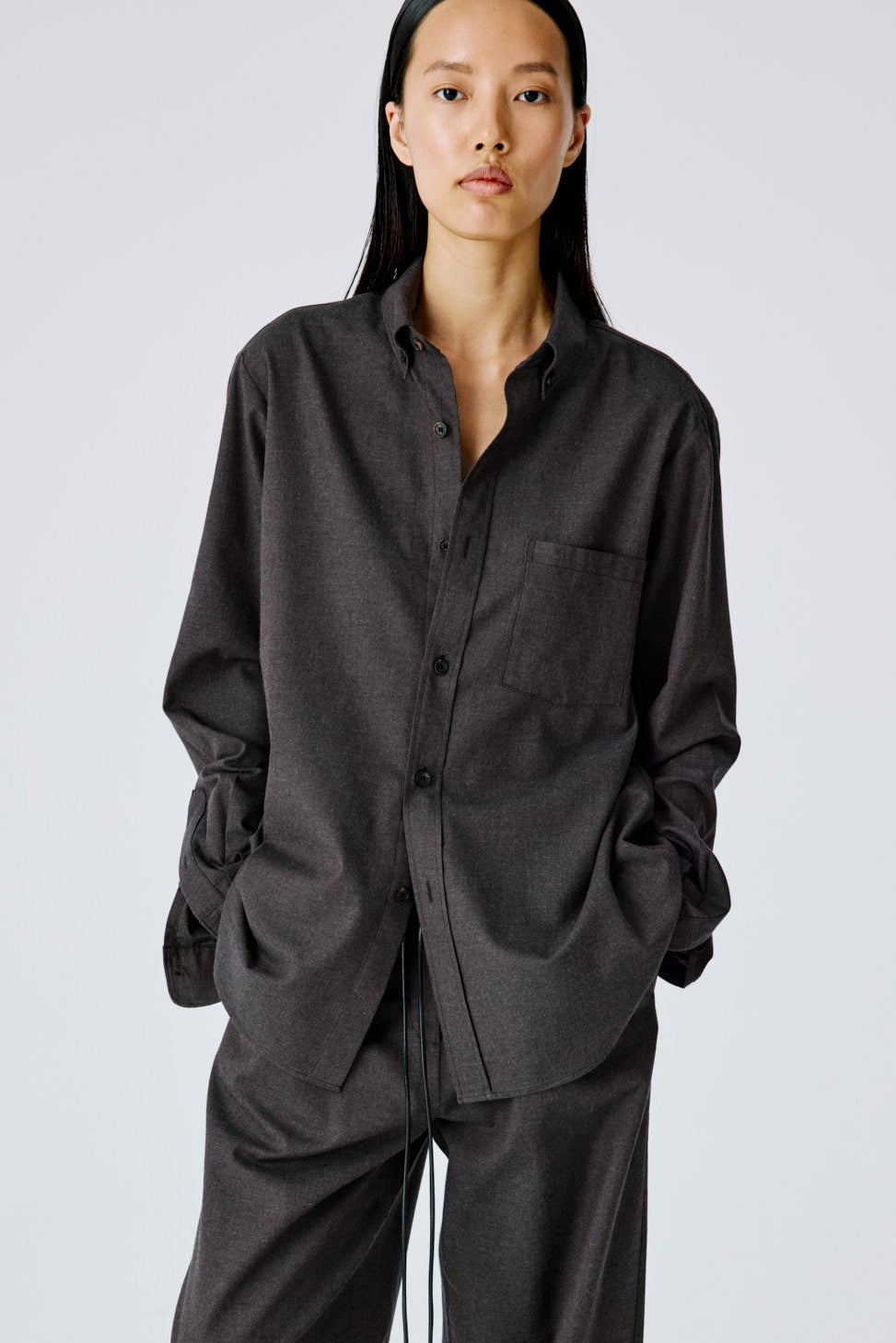 Tranquil Shirt In Soft Flannel  - Brown Melange