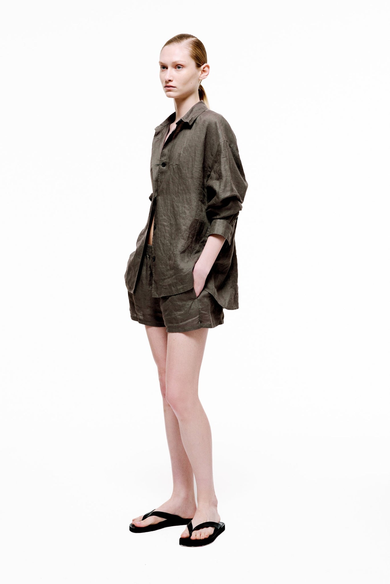 Boxer Shorts in Linen - Light Taupe