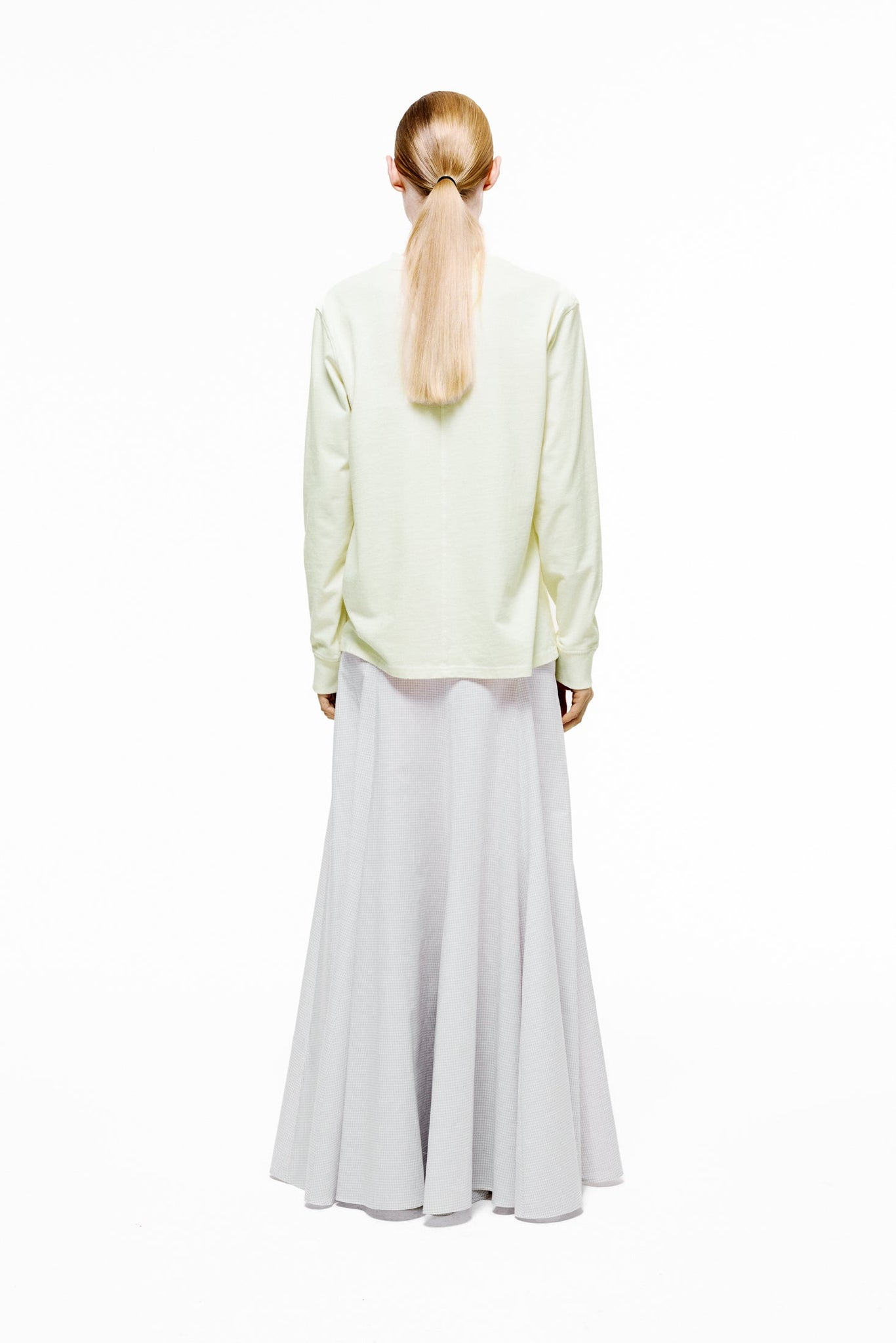 Echo Skirt in Cotton Poplin - Beige Gingham