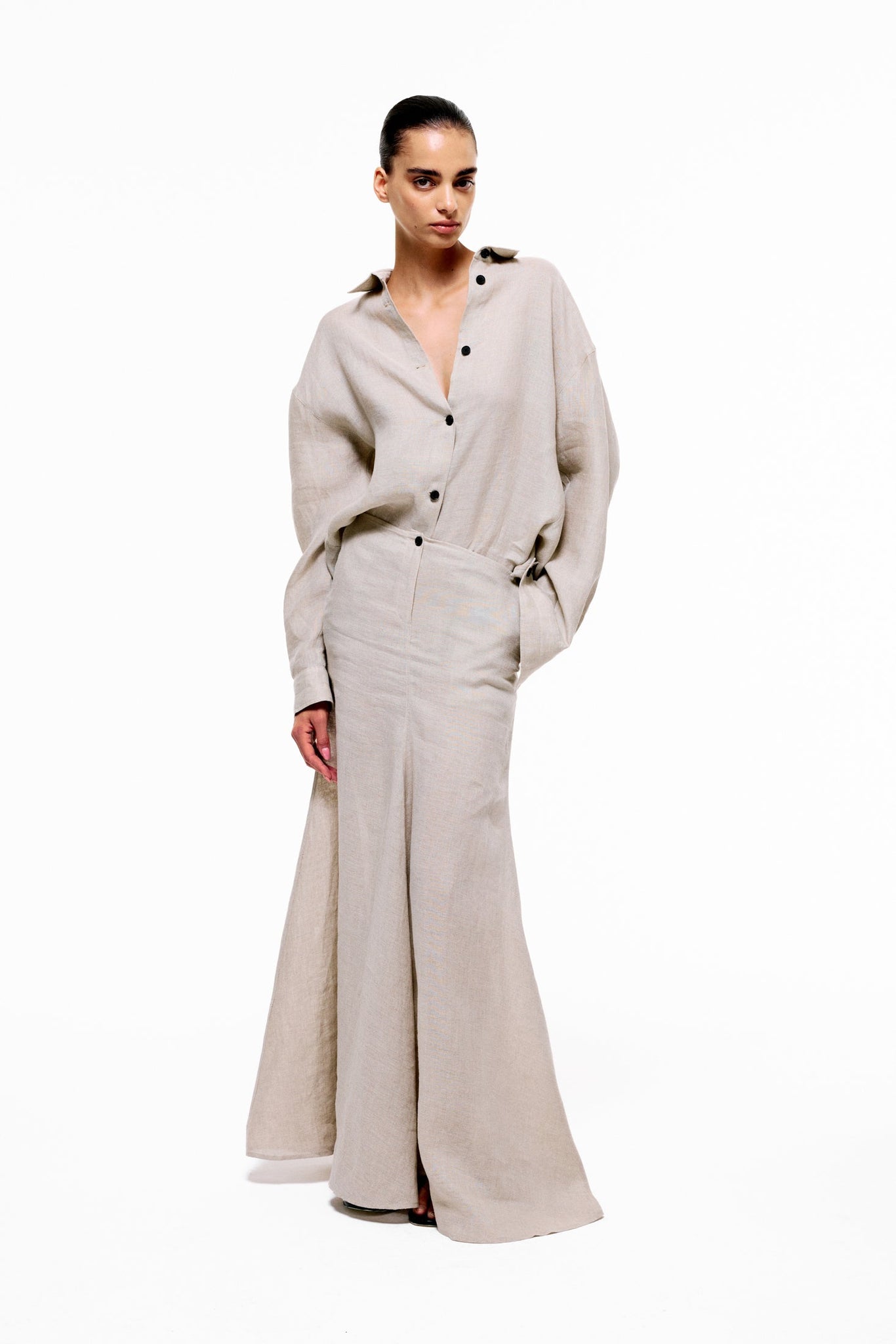 Stillwave Skirt in Linen - Affogato
