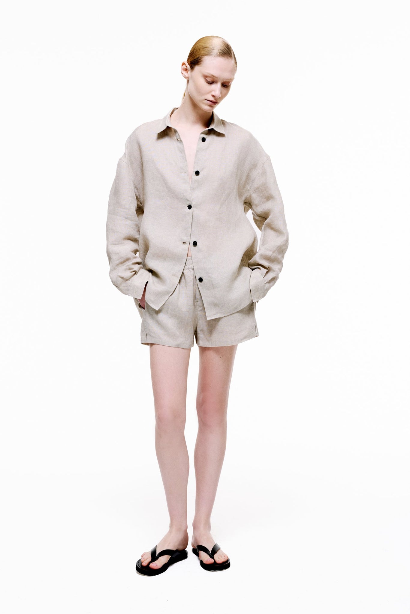 Boxer Shorts in Linen - Affogato