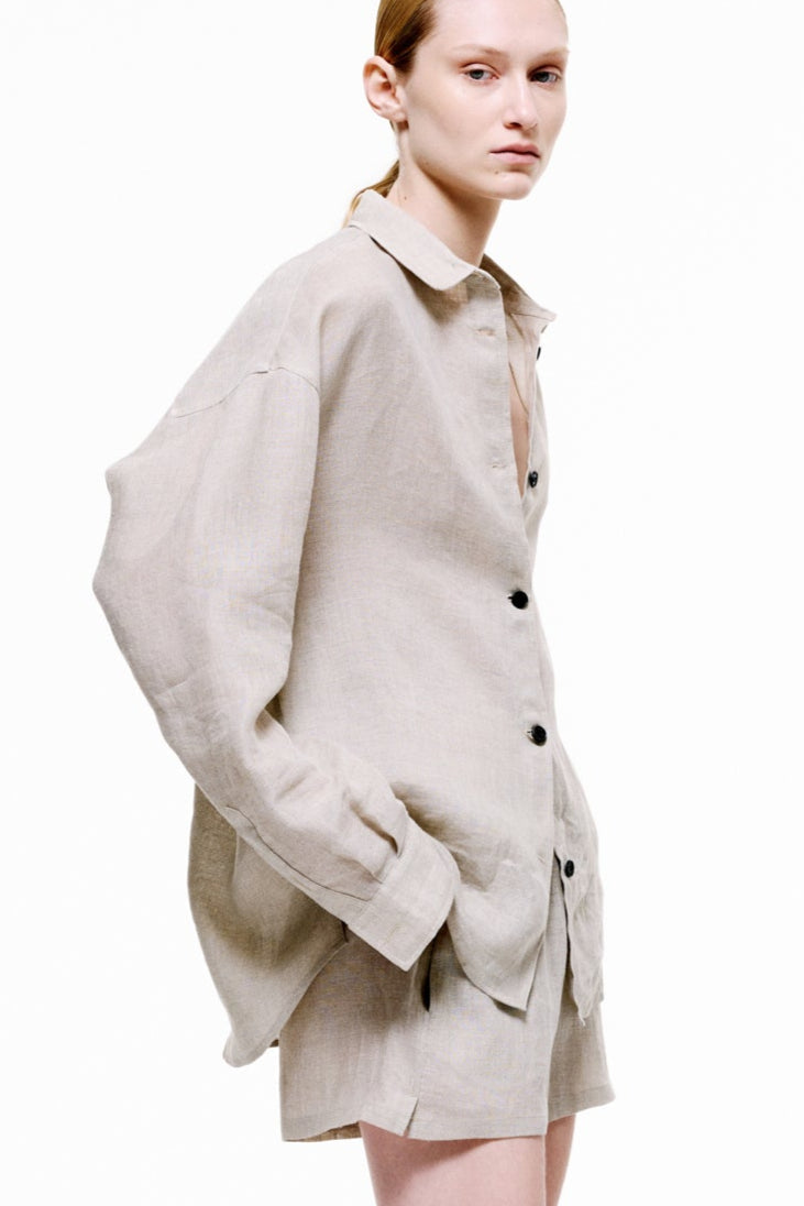 Tranquil Shirt in Linen - Affogato