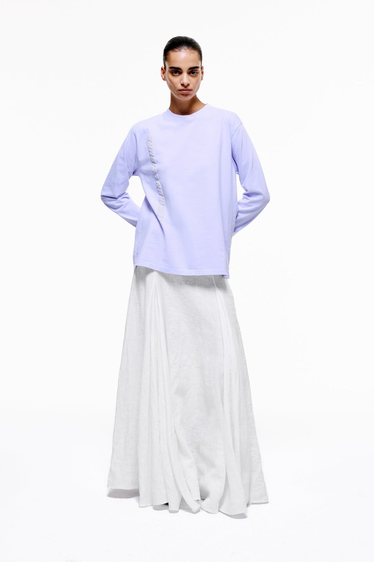 Typography Branded Long Sleeve T-Shirt | Lilac