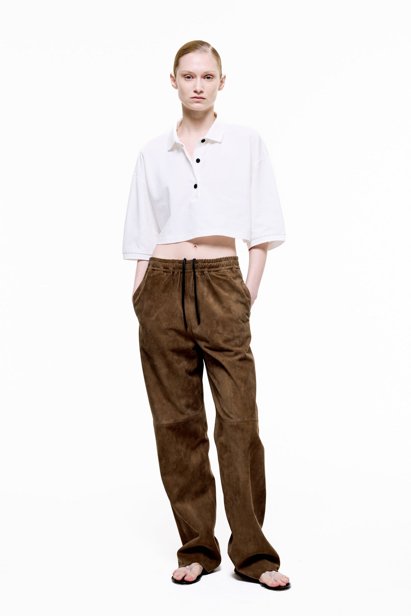 Waist-Length Cotton Piqué Polo Shirt - Off White