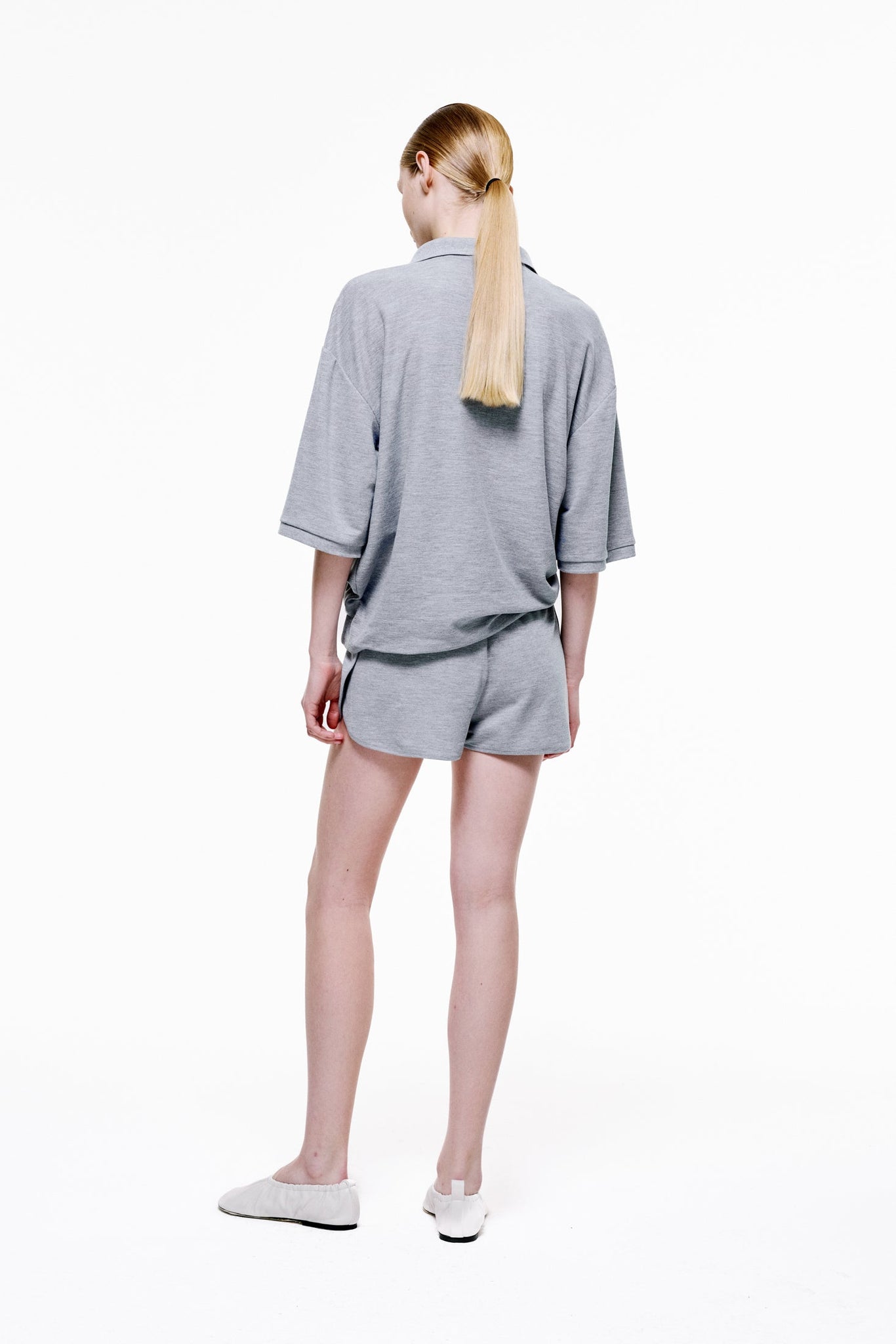 Speed Up Shorts in Cotton Piqué - Grey Melange