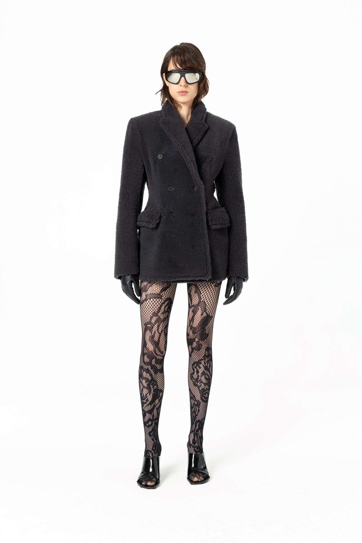 Curvy Jacket | Semi-Curly Merino Shearling – Dark Grey