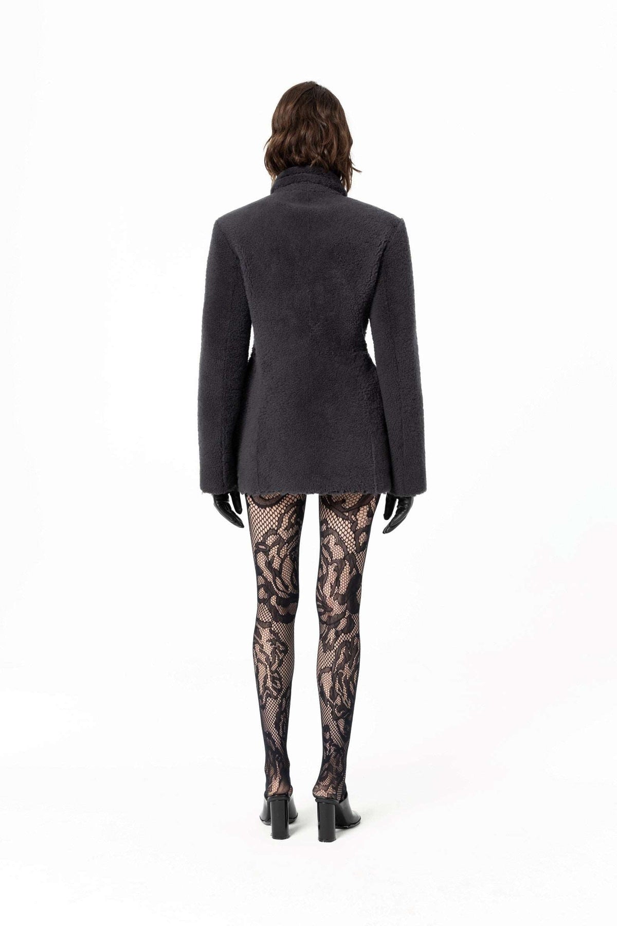 Curvy Jacket | Semi-Curly Merino Shearling – Dark Grey