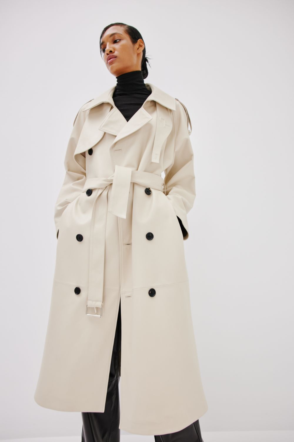 "Serpent Power" Trench Coat - Cream White