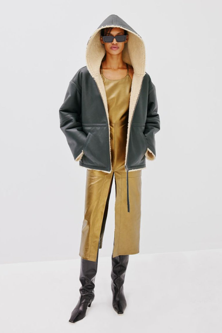"Muhammed Ali" (Double Sided) Jacket - Butter Cream & Dark Green - Common Leisure 