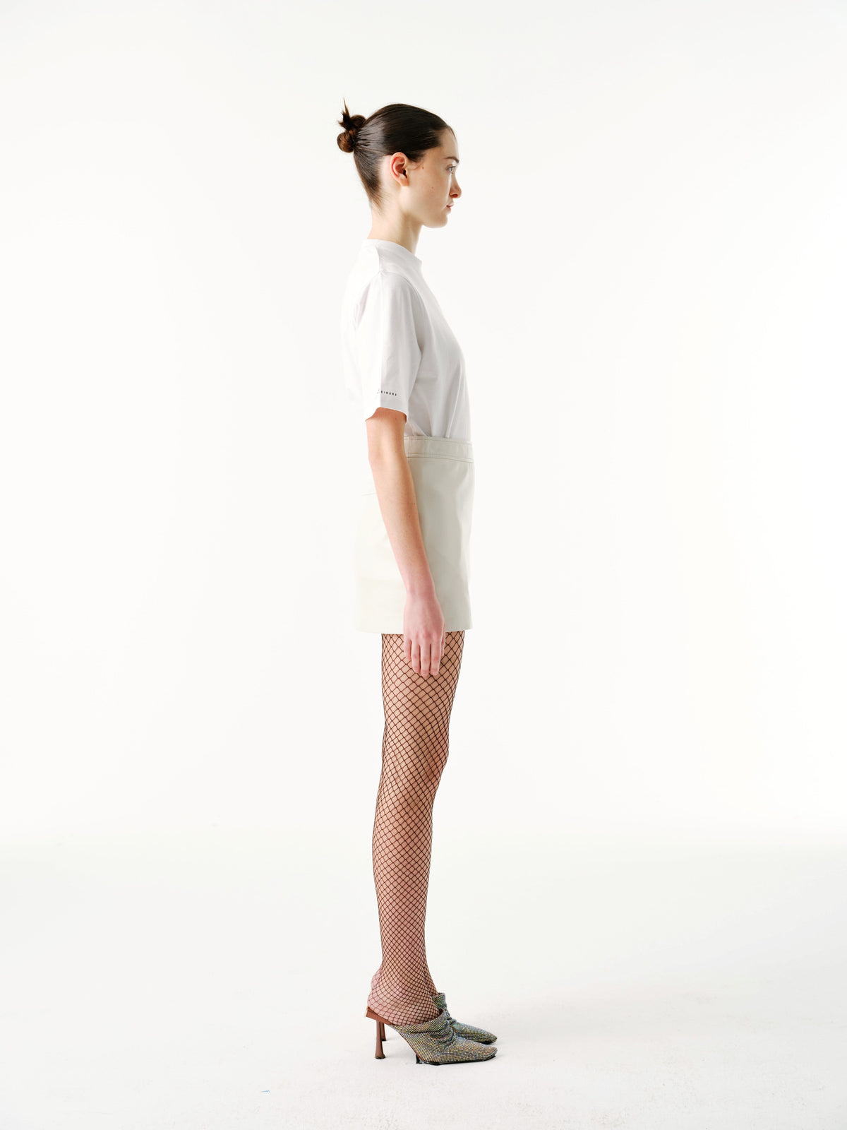 Mini Skirt | Leather – Oyster White
