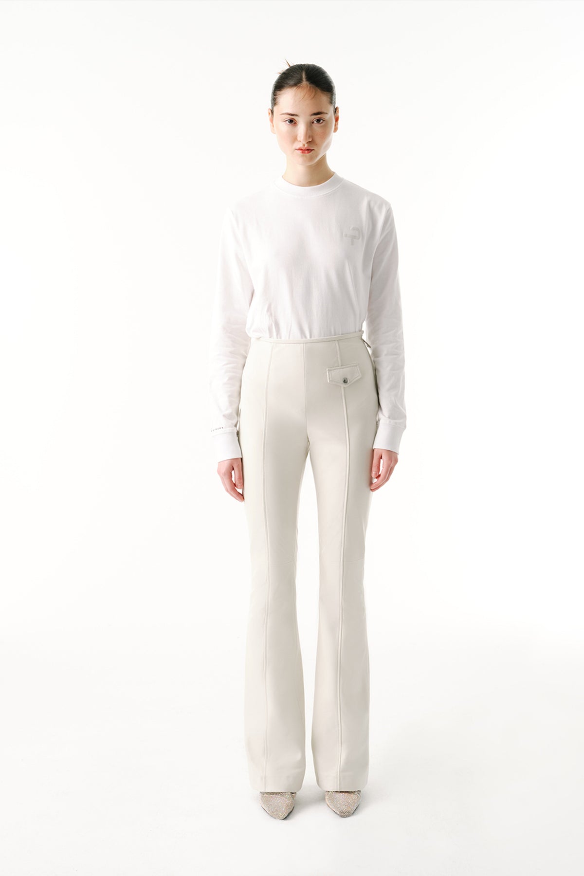 Mini Pocket Pants | Leather – Oyster White