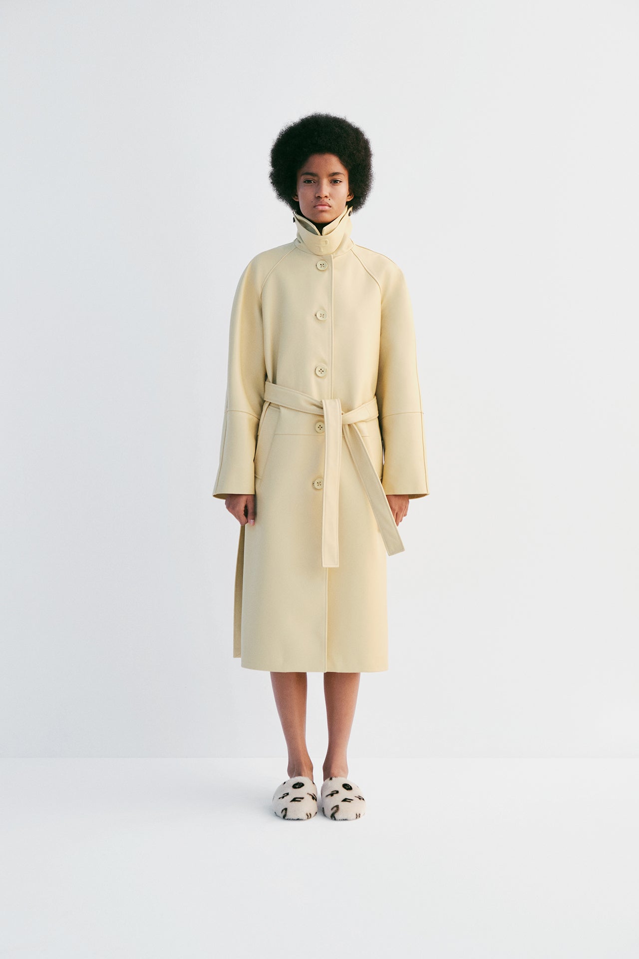 "Slow Dance" Balmacaan Coat  - Light Yellow - Common Leisure 