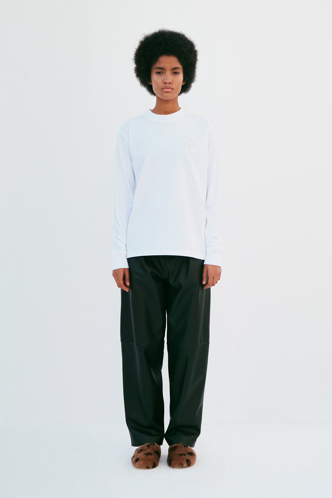 Amblem Branded Long Sleeve T-Shirt | White