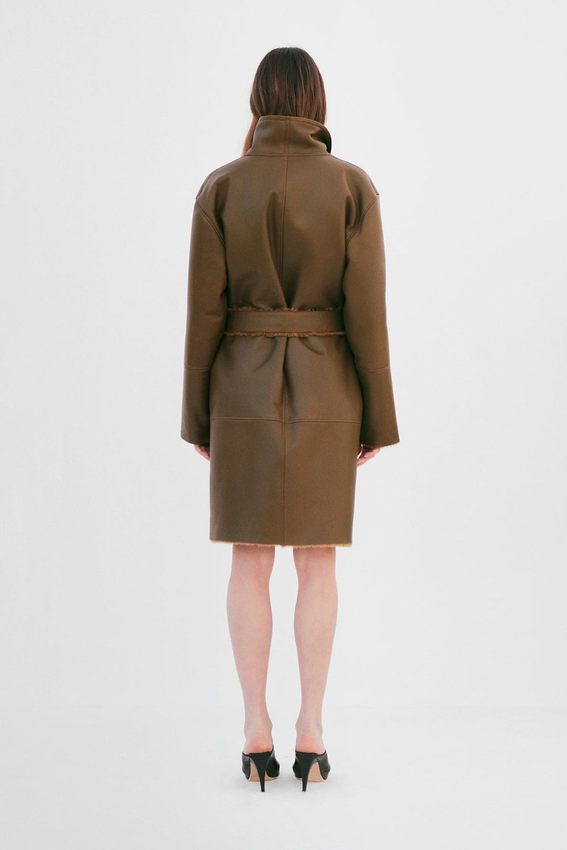 "Robe" Shearling Coat - Olive - Common Leisure 