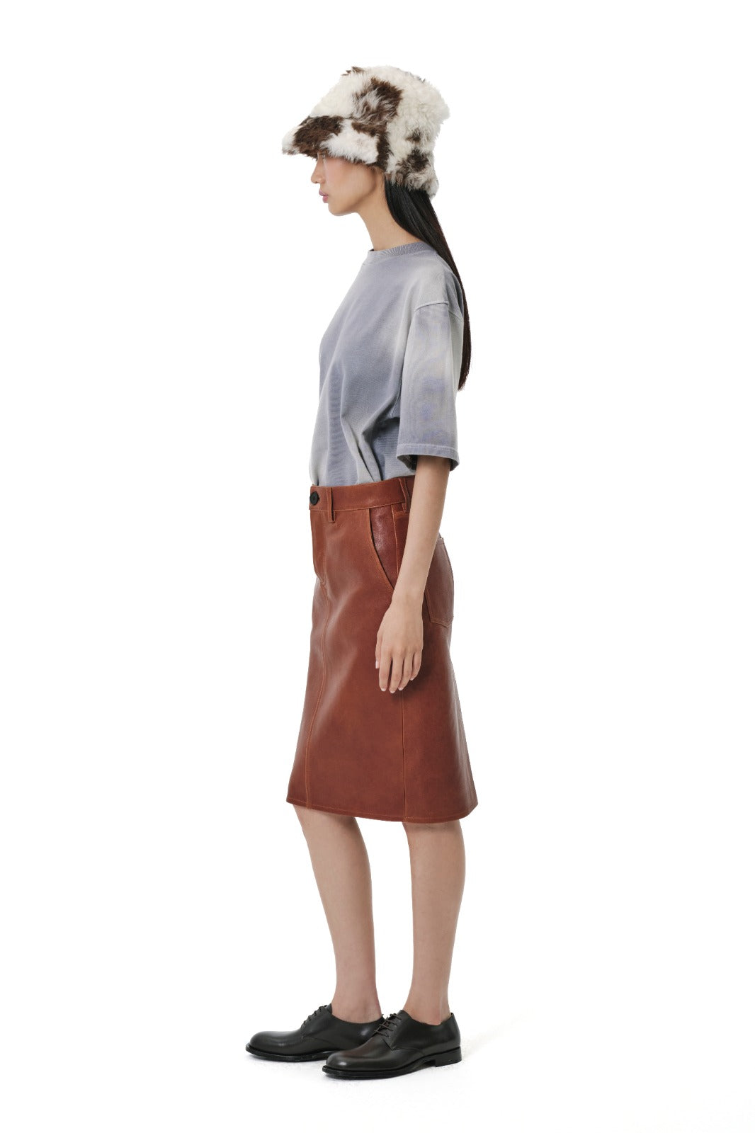 Leather Skirt - Cognac