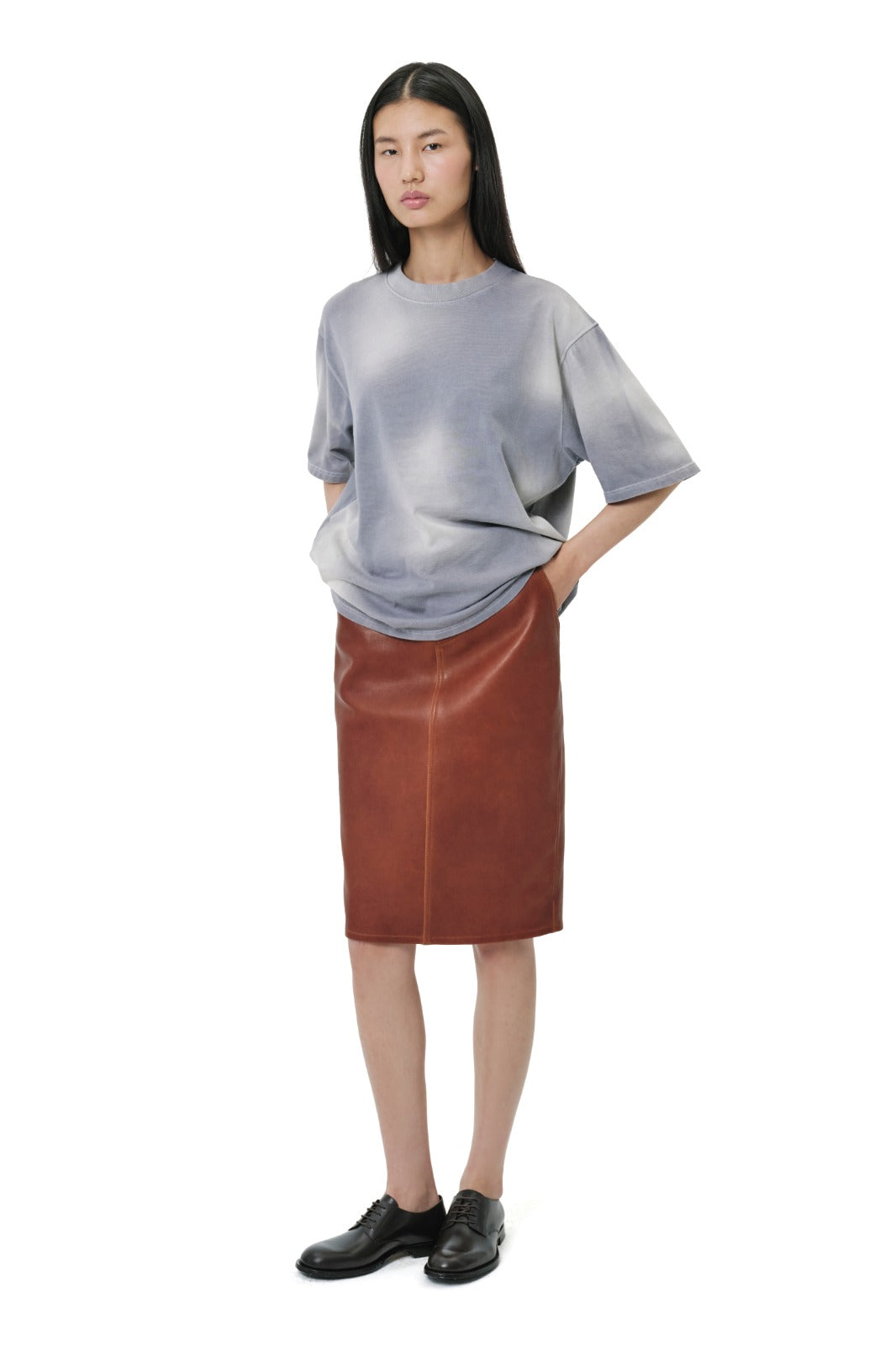 Leather Skirt - Cognac