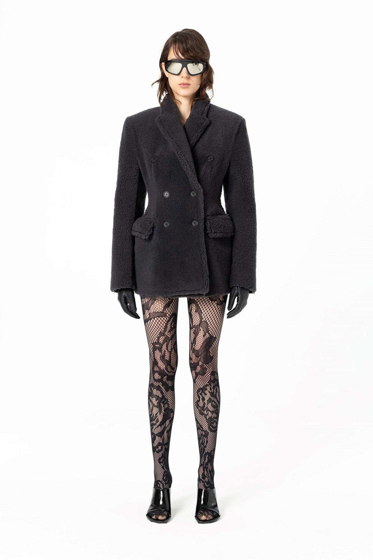 Curvy Jacket | Semi-Curly Merino Shearling – Dark Grey