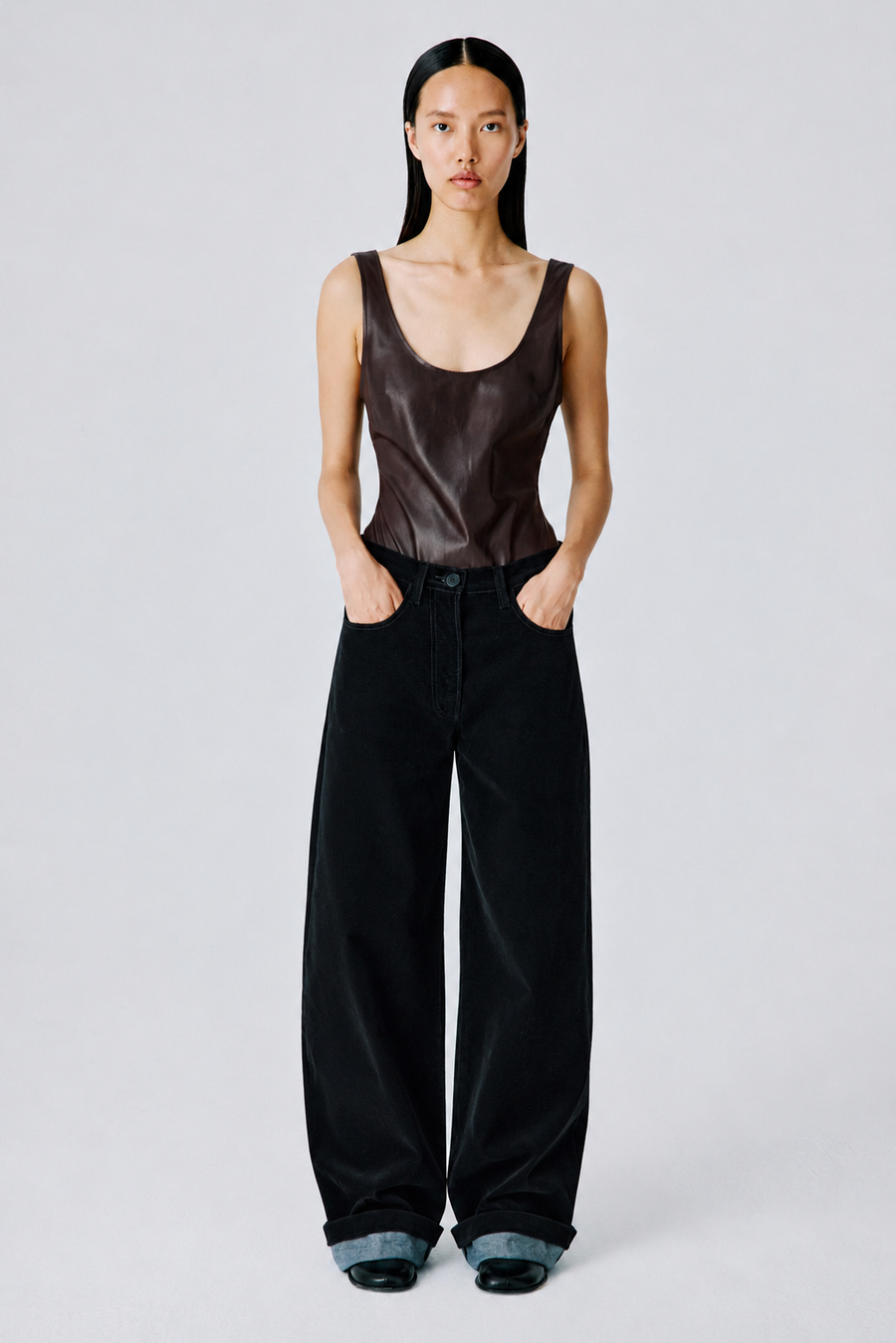 Soft Curve Barrel Pants | Cotton Flock – Black