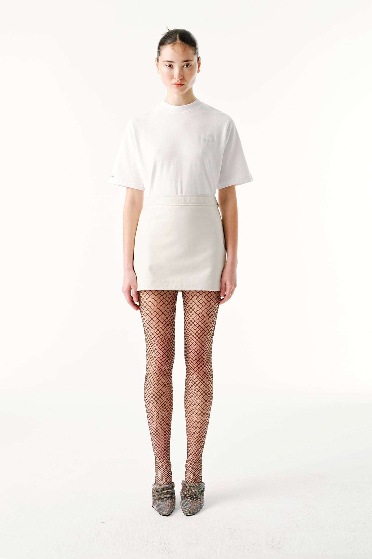 Mini Skirt | Leather – Oyster White