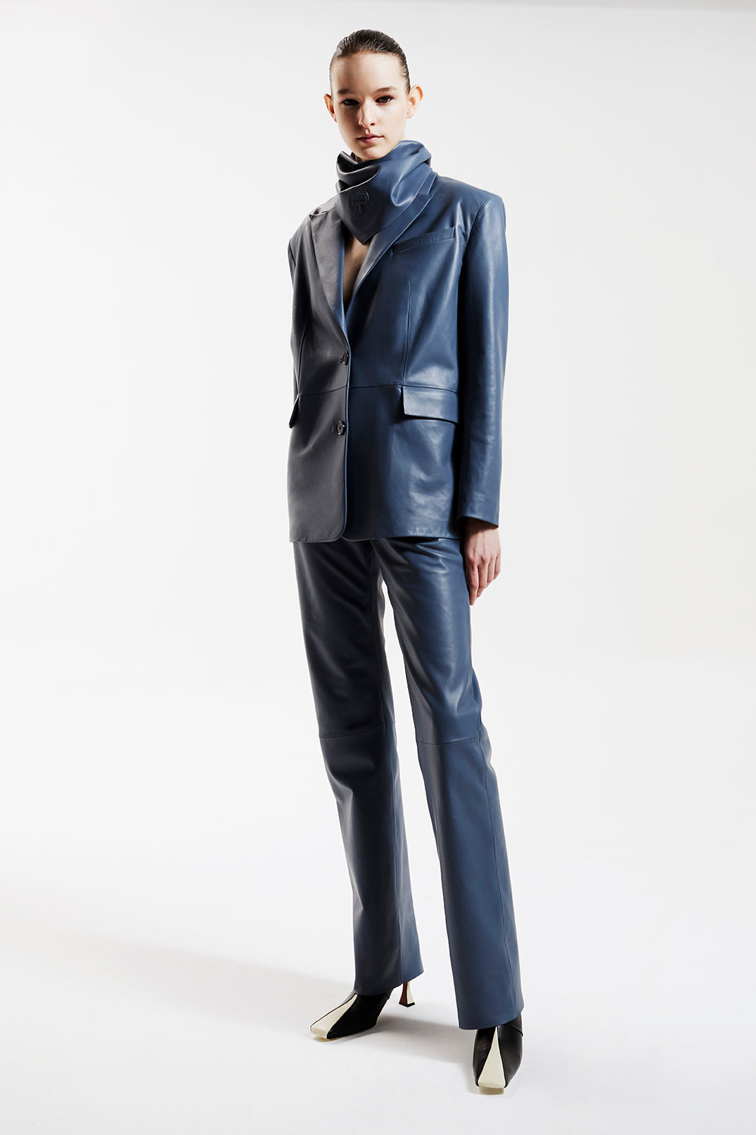 POWER BLAZER SUIT JACKET - GREY BLUE