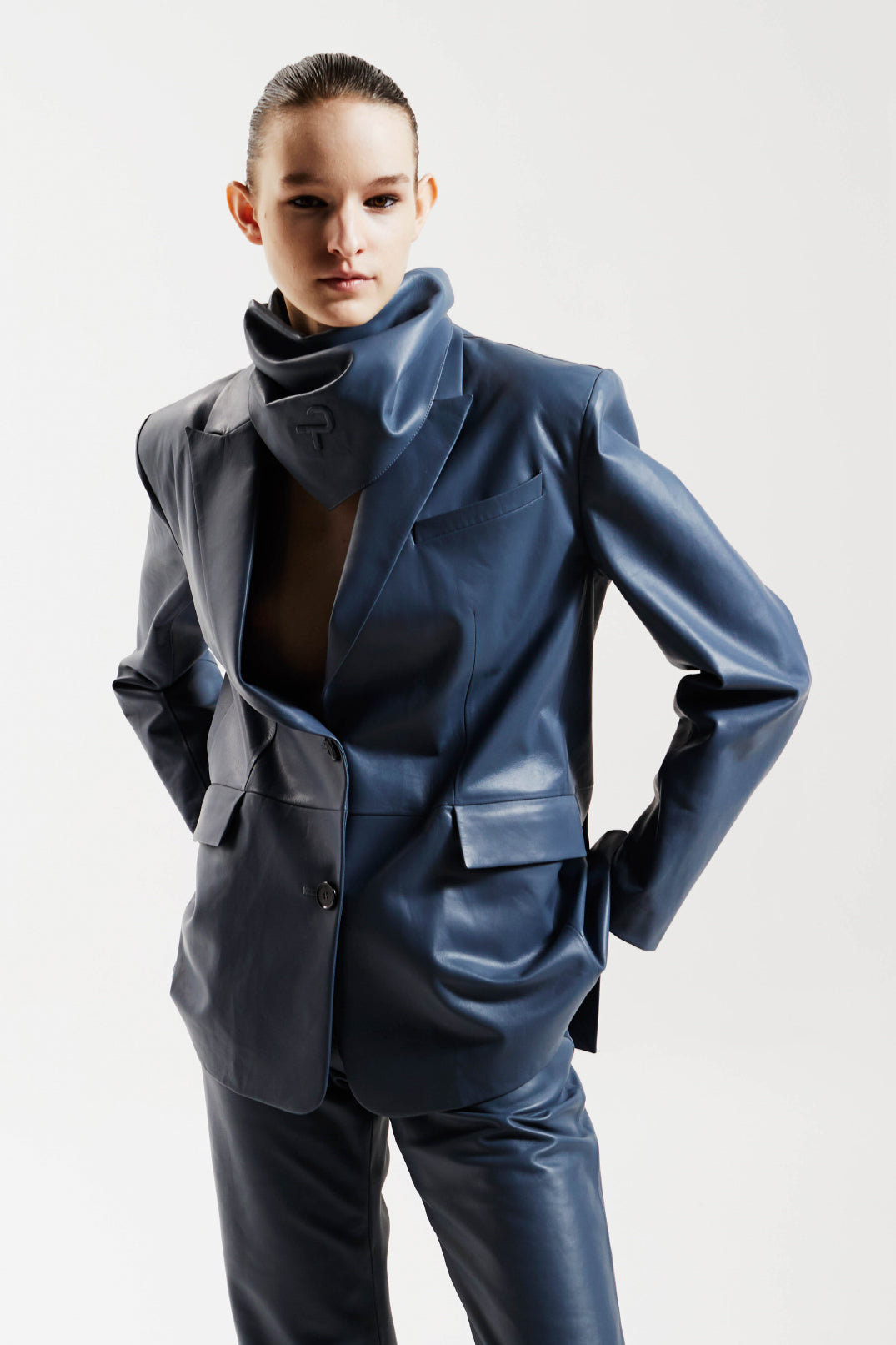 POWER BLAZER SUIT JACKET - GREY BLUE