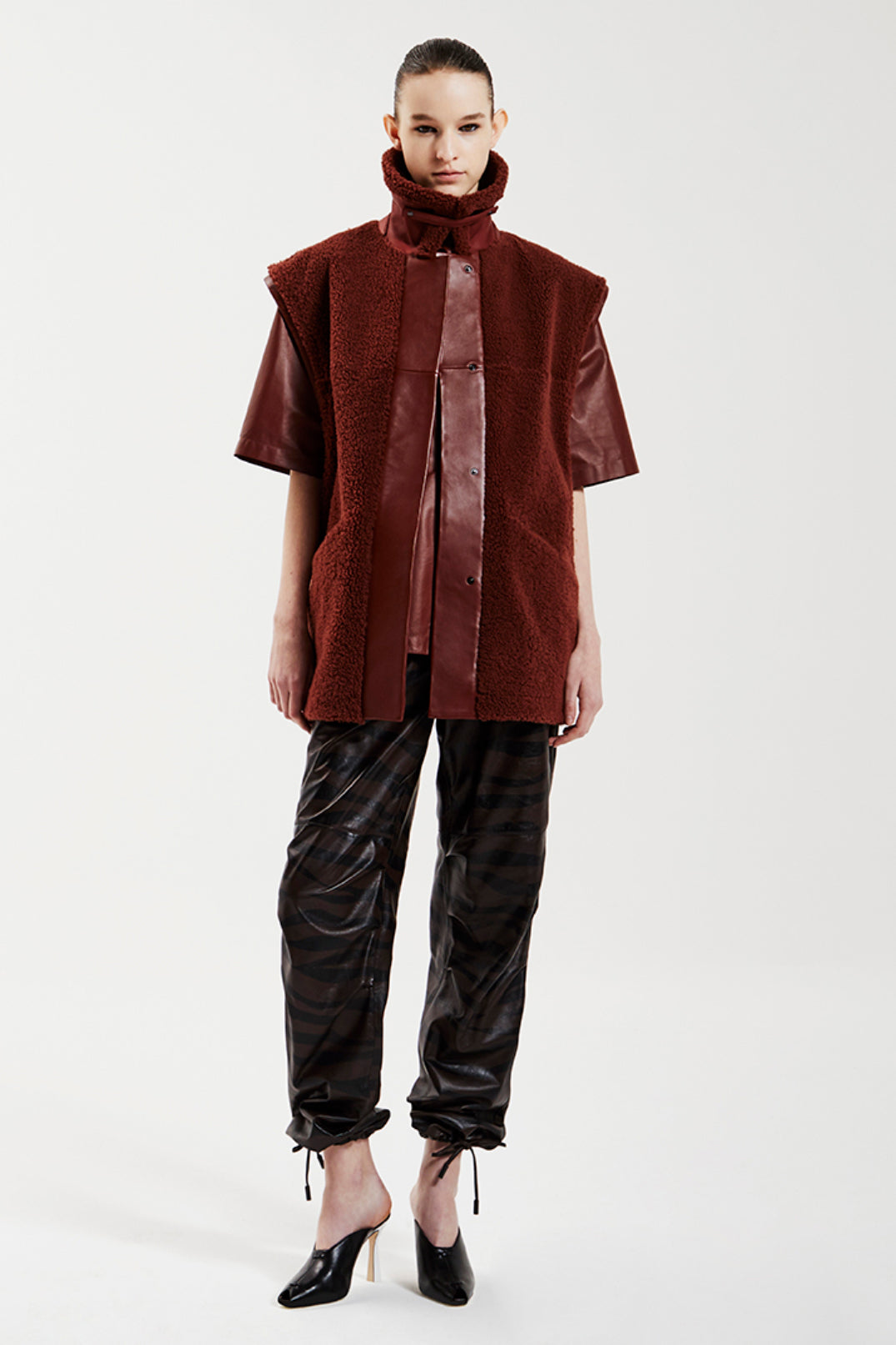 Leather Jogger Pants - Brown Zebra