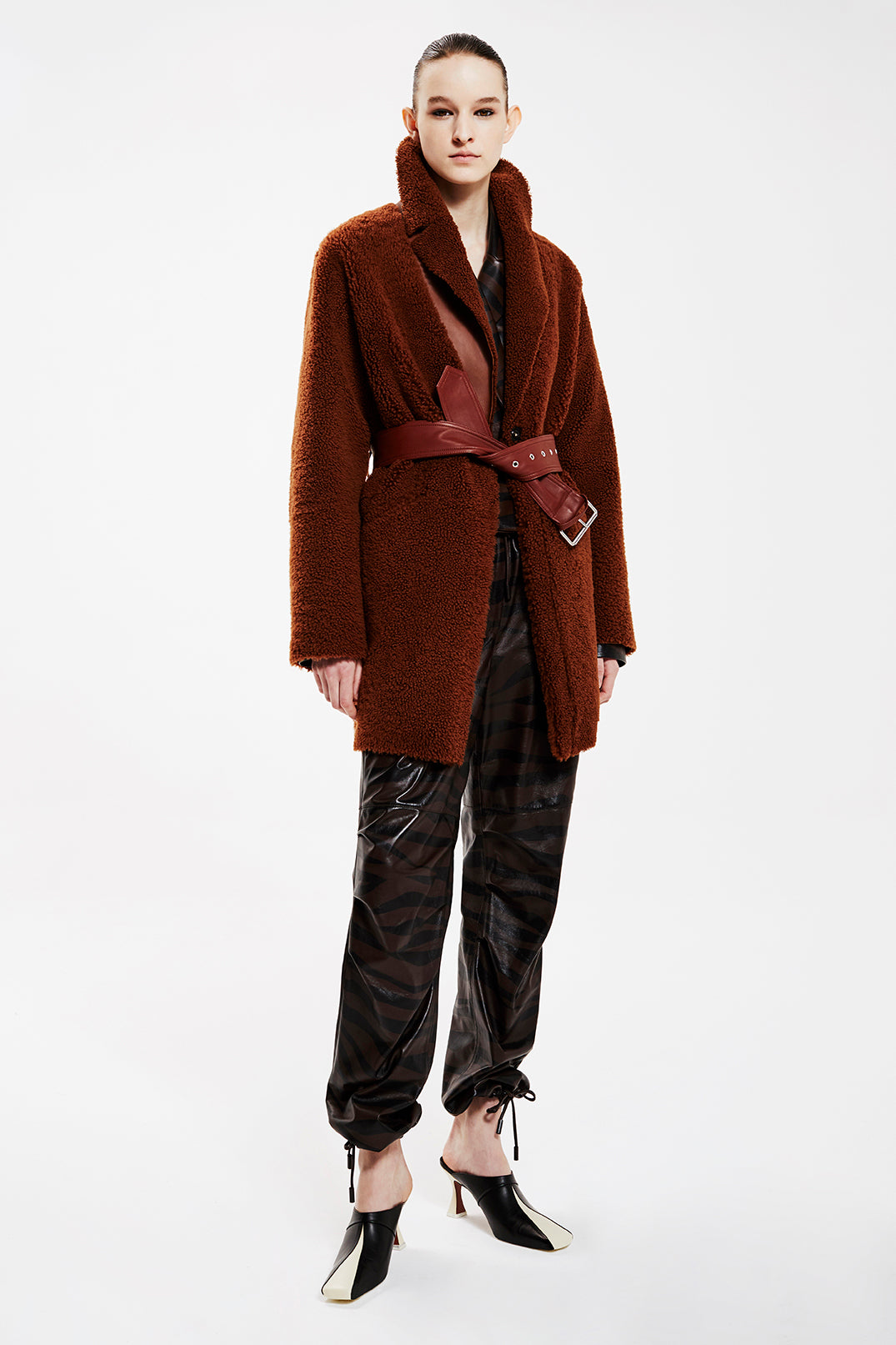 Leather Jogger Pants - Brown Zebra