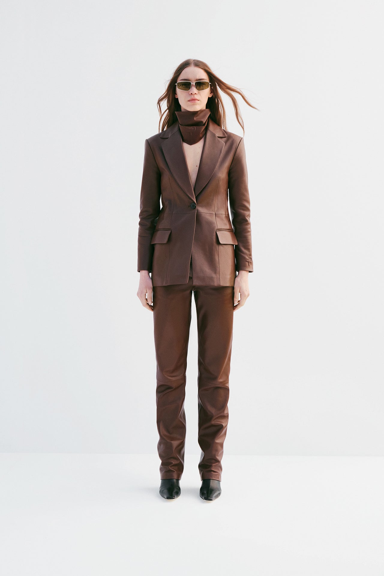 Leather Scarf - Olive