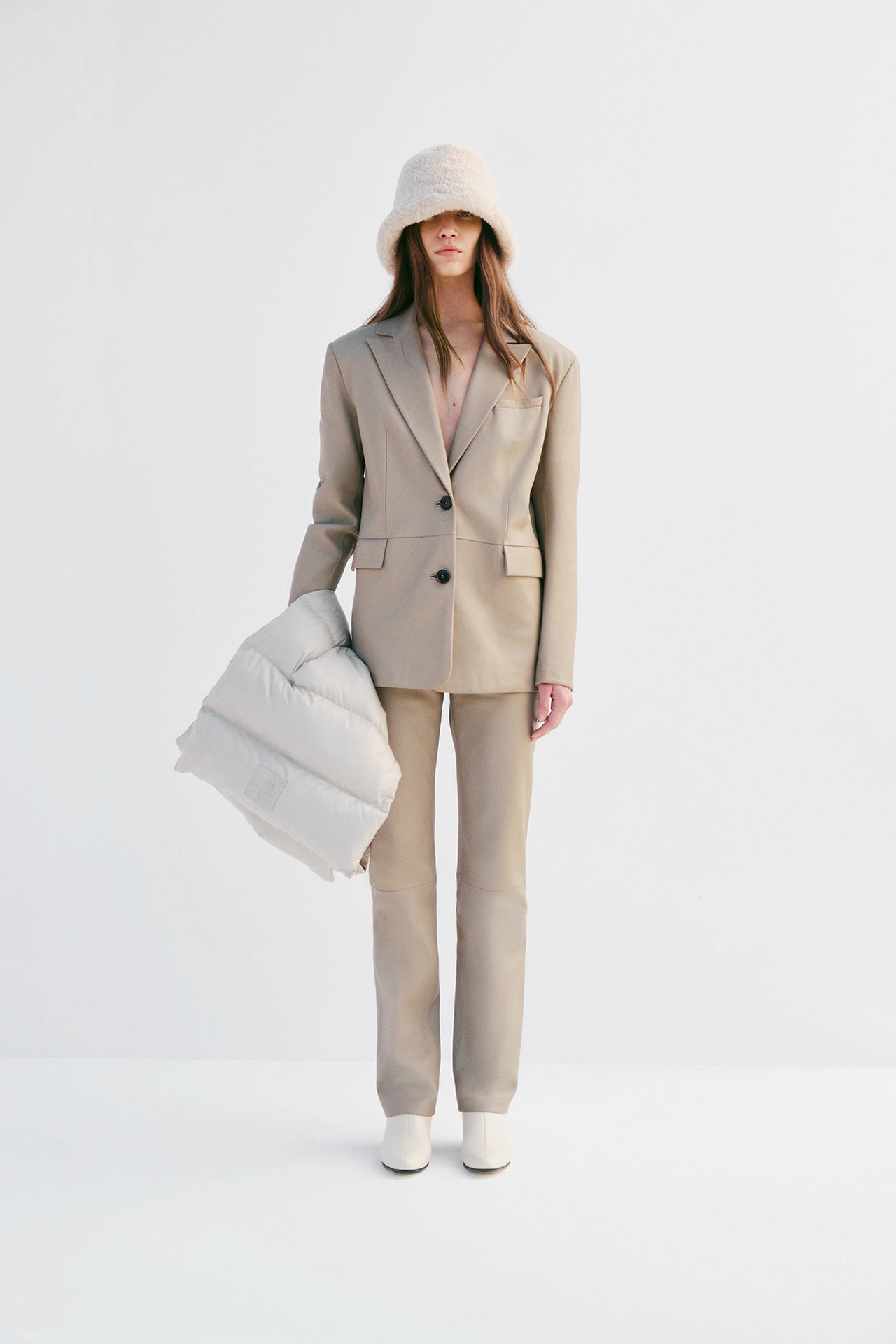 POWER SUIT BLAZER jacket - BAMBOO BEIGE