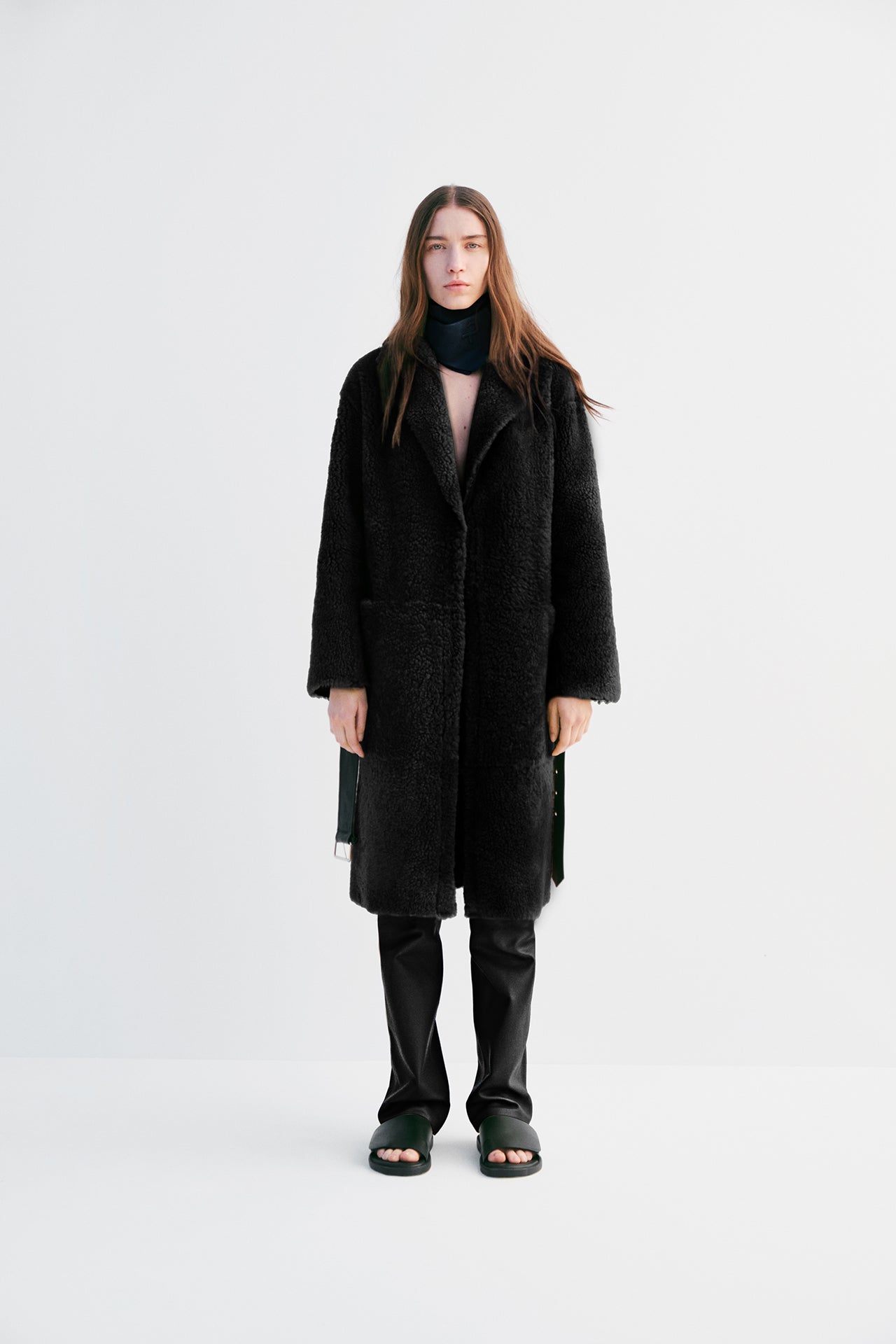 Leather Scarf - Olive