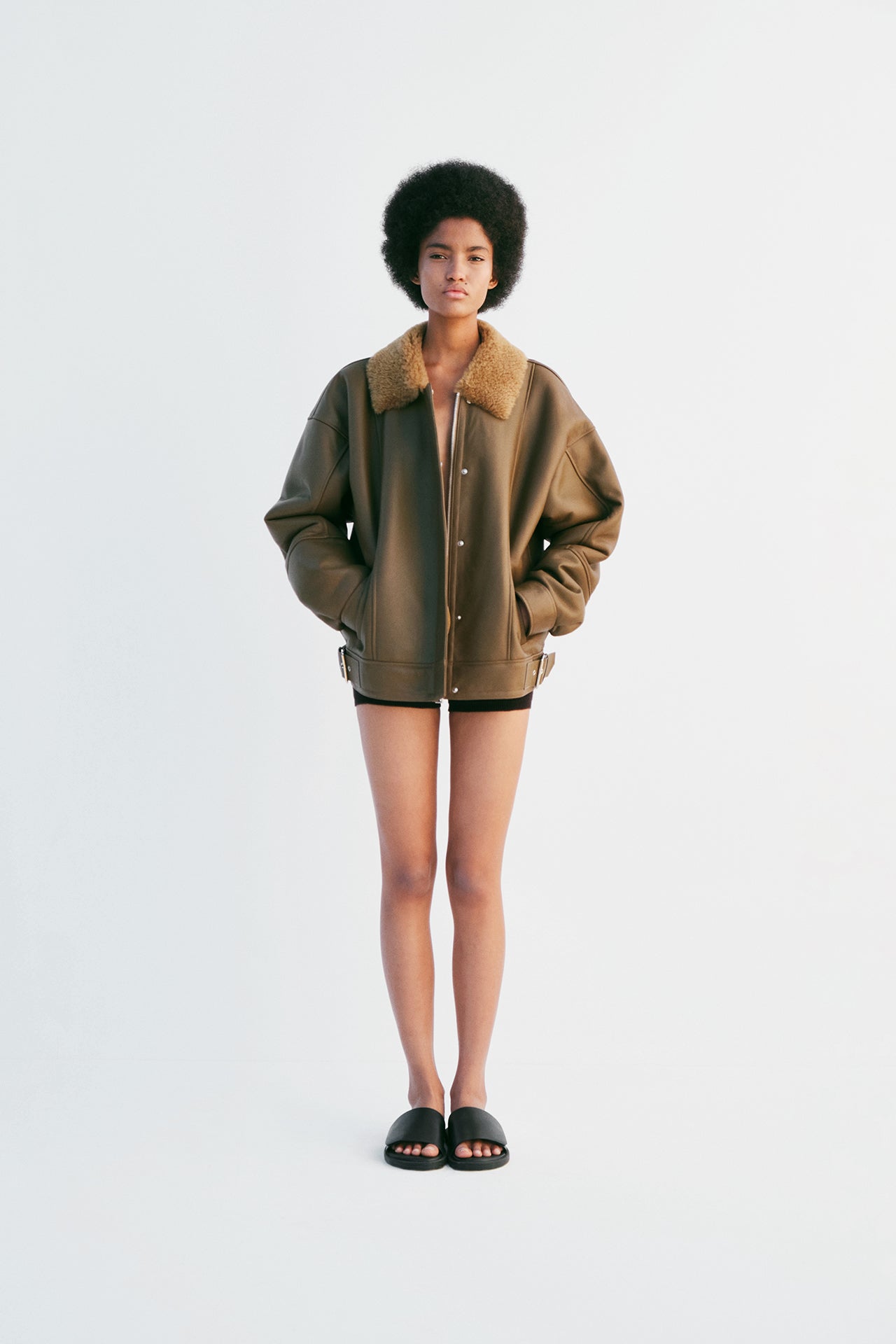 SUNKISSED MONO SHEARLING JACKET - OLIVE